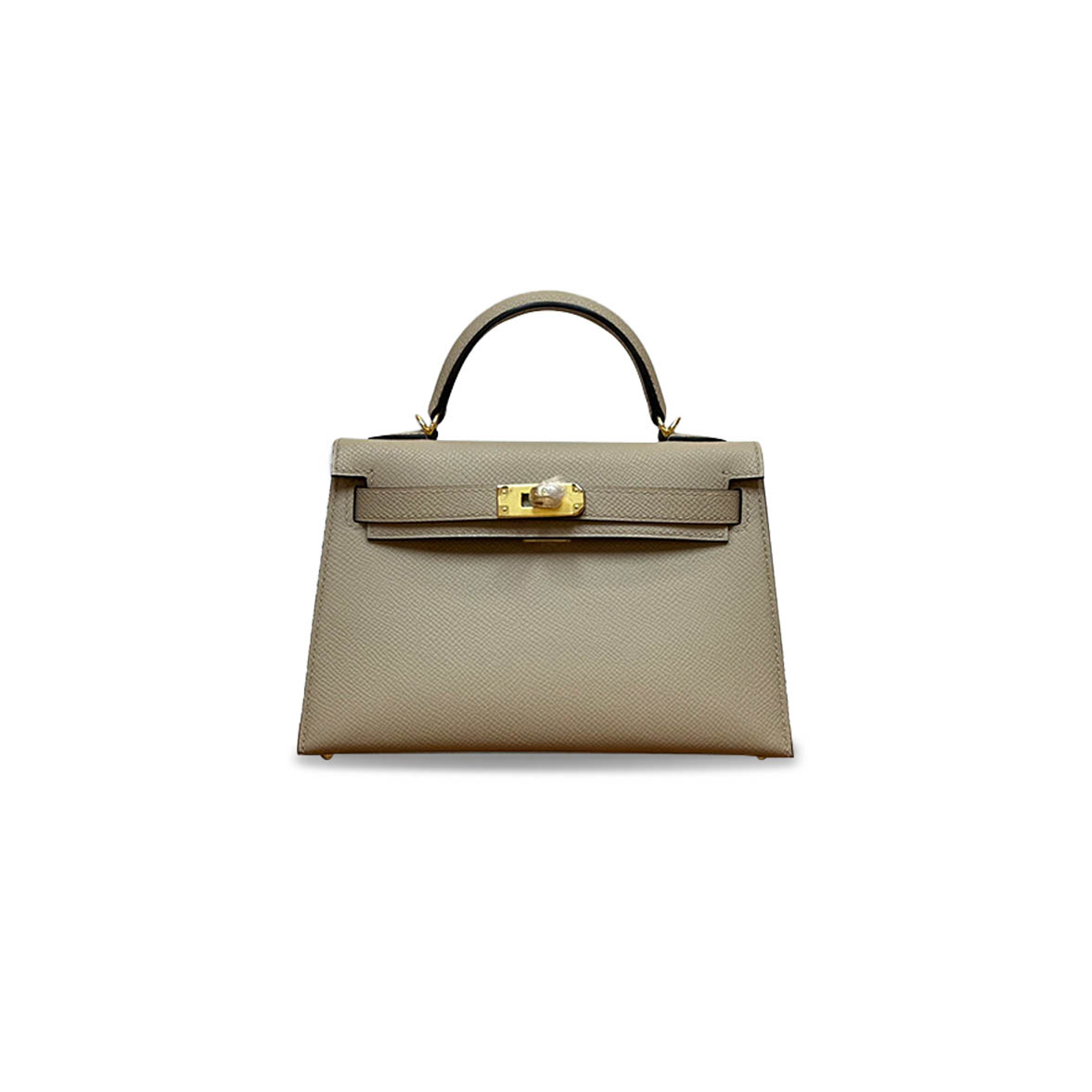 H**mes mini kelly ii epsom turtledove gray gold buckle (19*12*5.5cm)